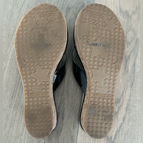 Jimmy Choo Shiny Black Patent Leather Sandals - Picture 5 of 9